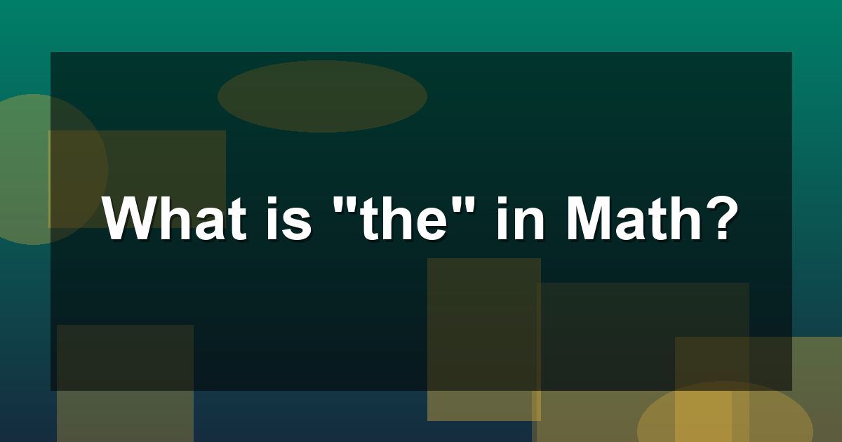 What Comma Means Inn Math What is